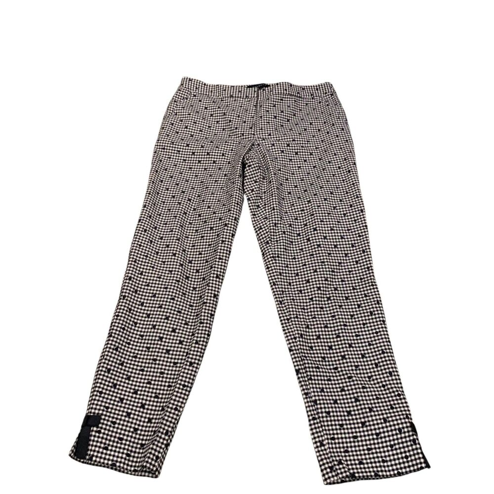 Talbots Womens Black white Polka Dot Side Bow Wool Blend Dress Pants 6 Office